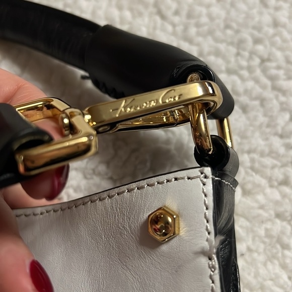 Kenneth Cole black white leather gold studded bag - Picture 3 of 6